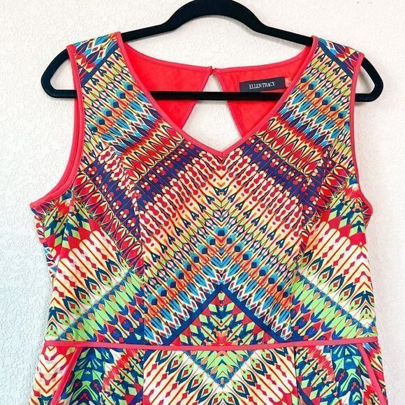 NEW! Ellen Tracy Vibrant A-Line Dress with Pockets, Size 10 - Picture 3 of 5